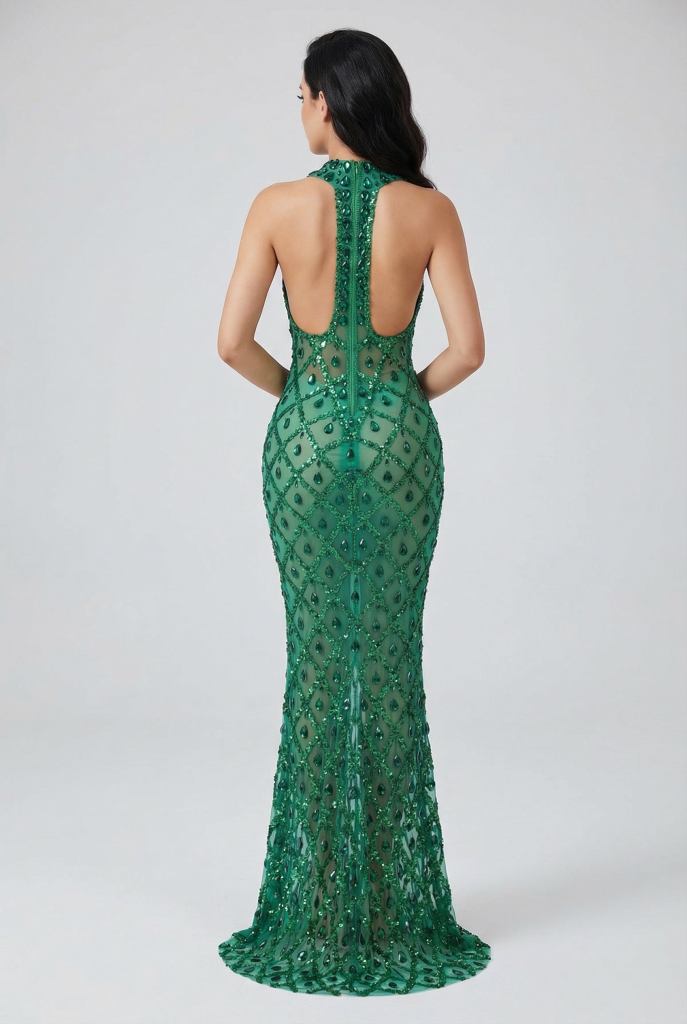Noiréa™ Crystal Halter Maxi Dress