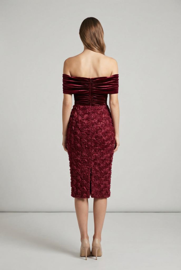 Valentina™ Rose-Embellished Midi Dress
