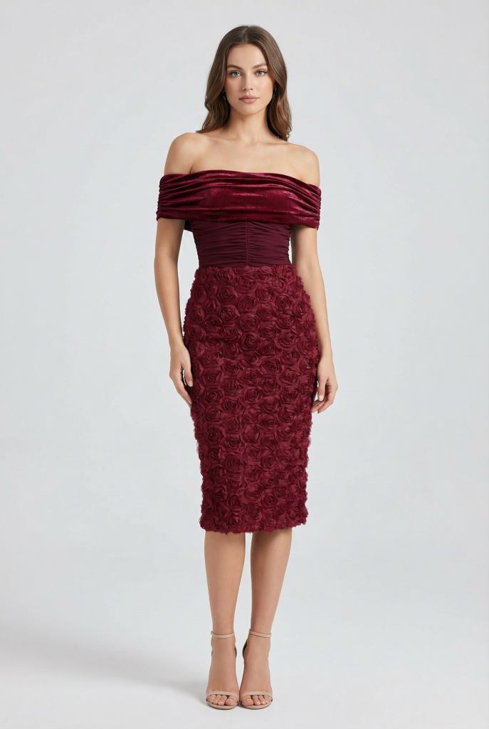 Valentina™ Rose-Embellished Midi Dress