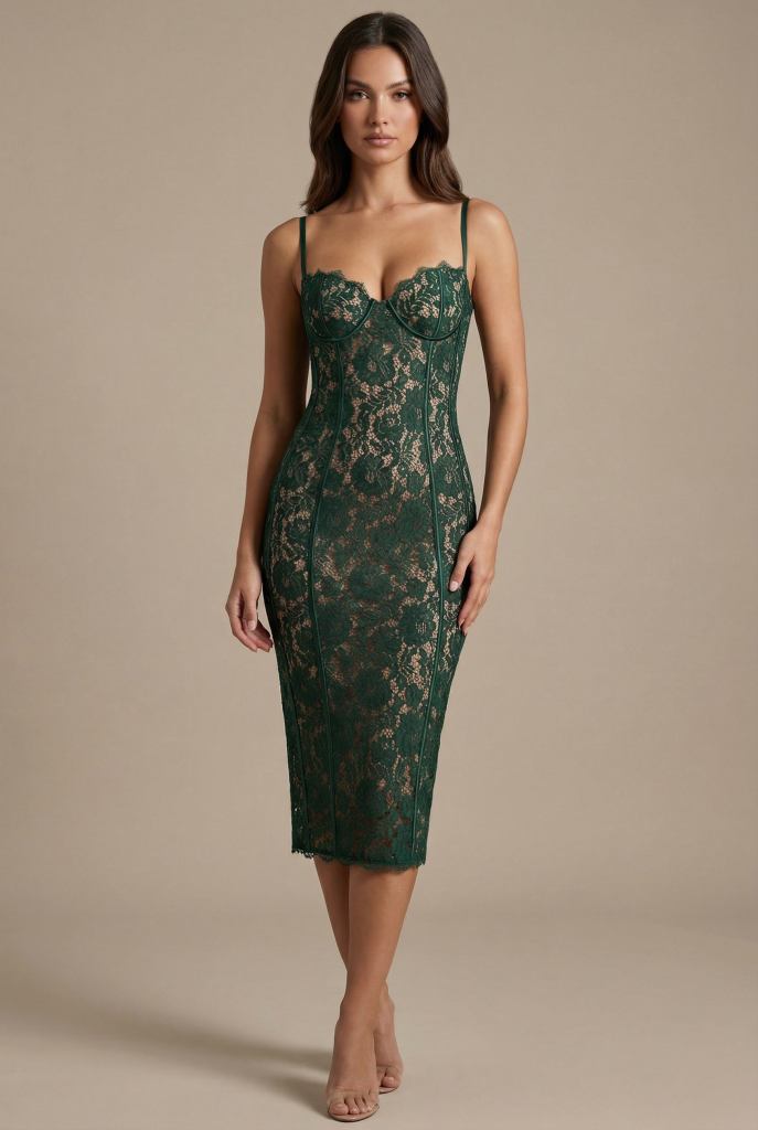 Everlyn™ Lace Corset Midi Dress