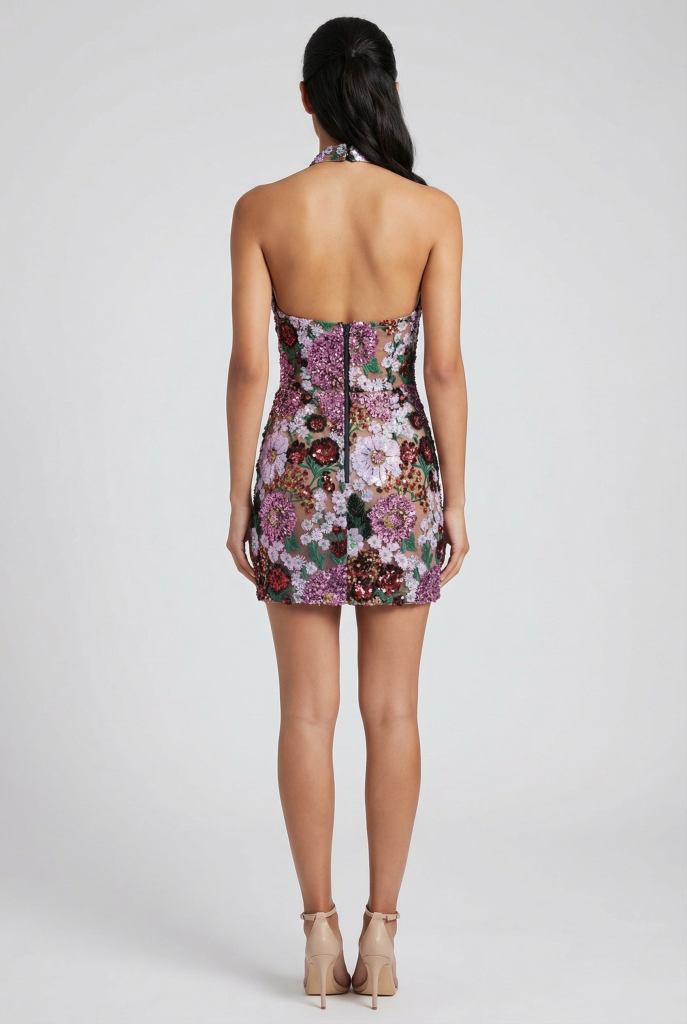 Floréa™ Embellished Halter Mini Dress