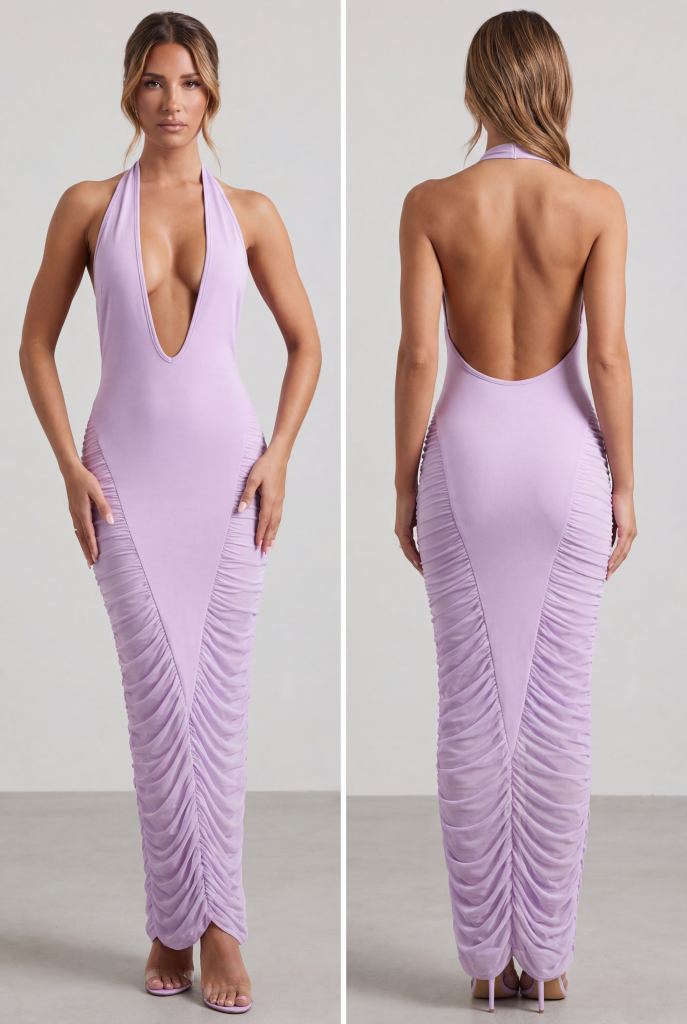 Elysia™ Ruched Halter Maxi Dress