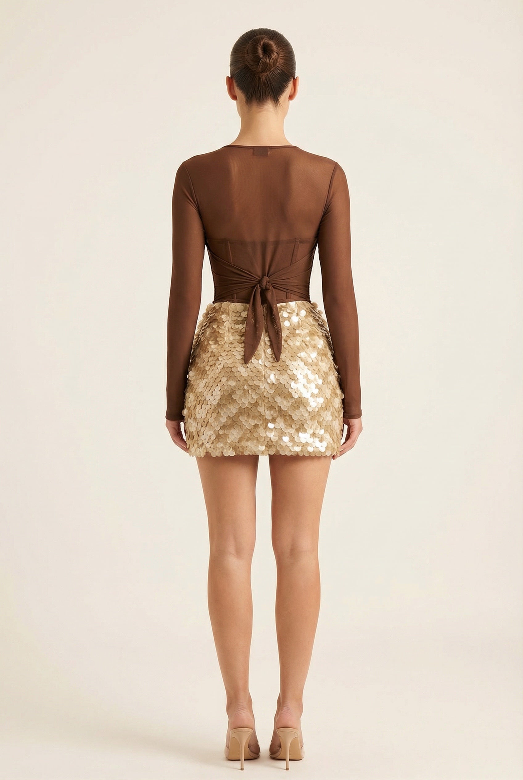 Aurelia™ Mocha Corset Sequin Mini Dress - Image 3