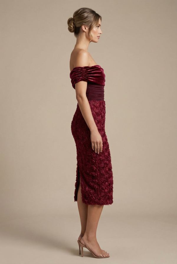 Valentina™ Rose-Embellished Midi Dress - Image 2