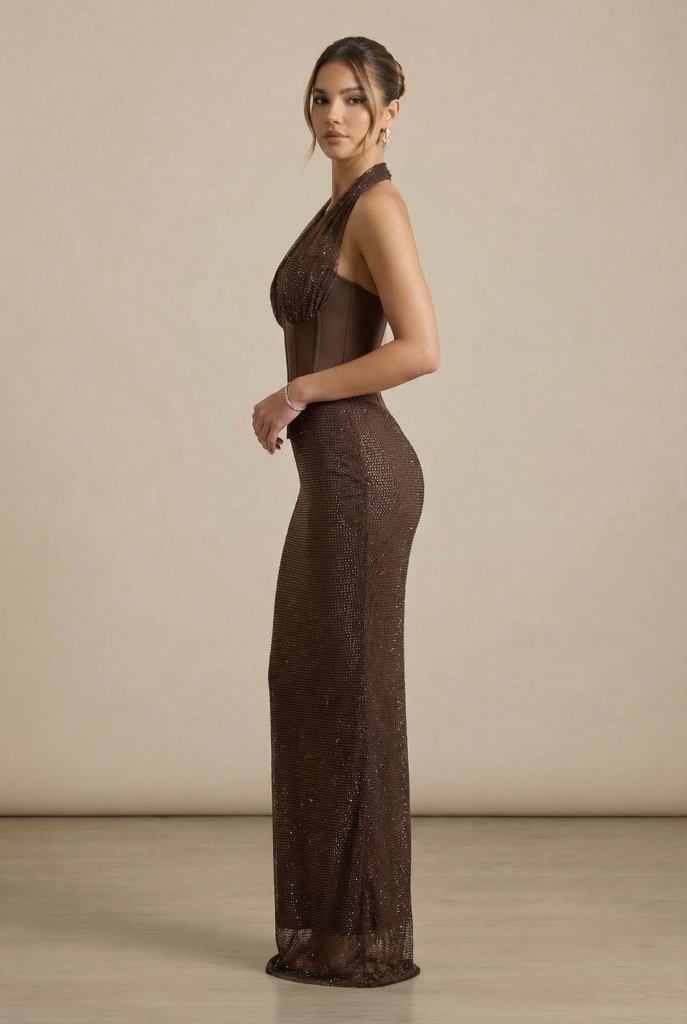 Sorella™ Sculpted Halter Corset Maxi Dress