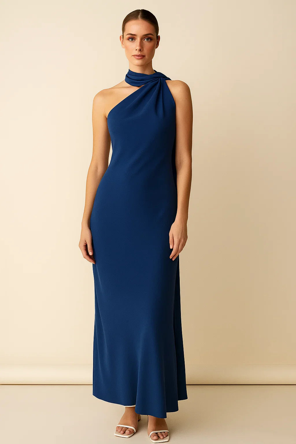 Aloura™ Satin Ribbon Halter Backless Maxi Dress - Image 3