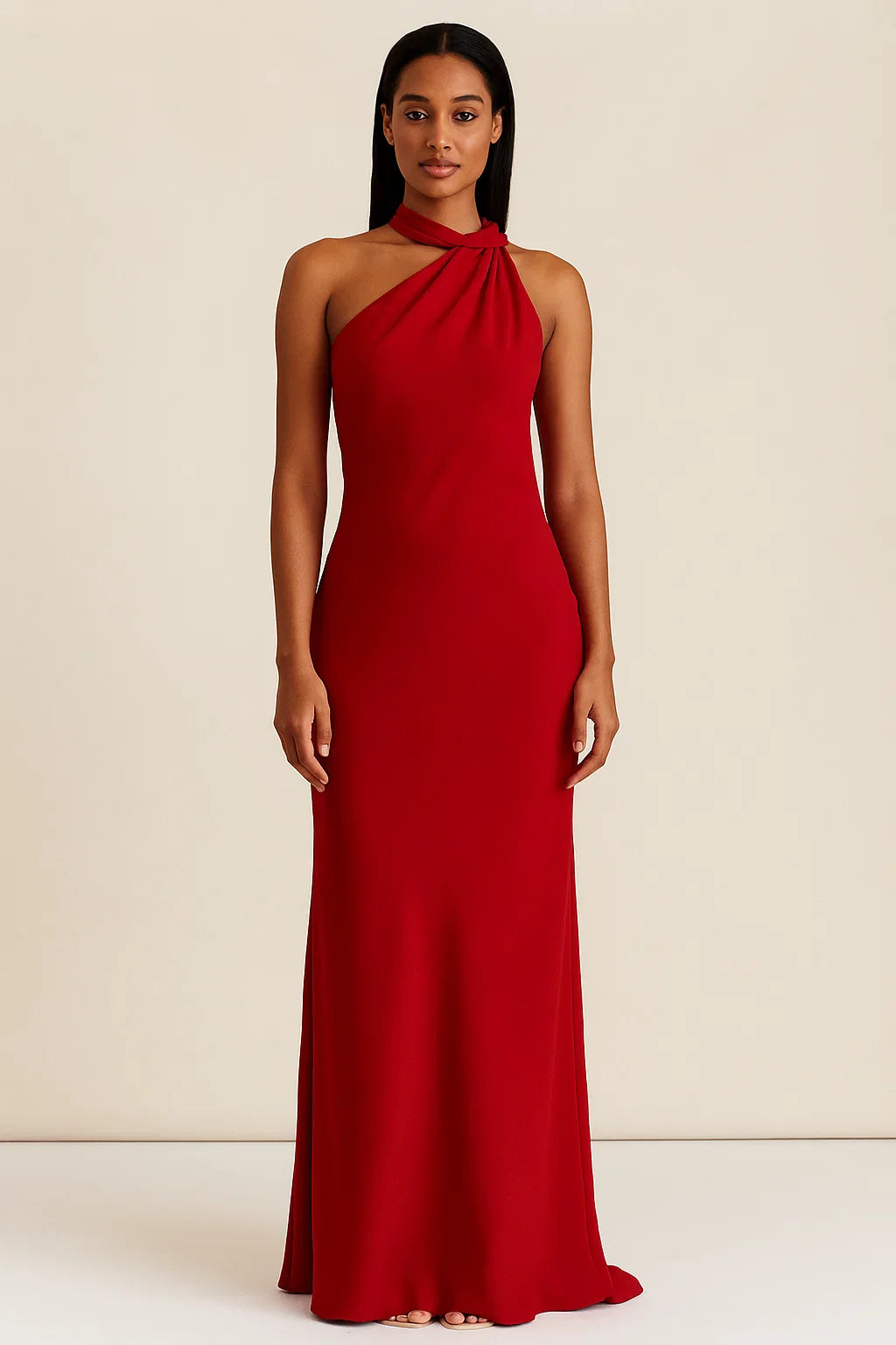 Aloura™ Satin Ribbon Halter Backless Maxi Dress - Image 4