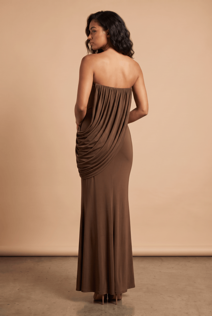 Noire™ Draped Strapless Maxi Dress