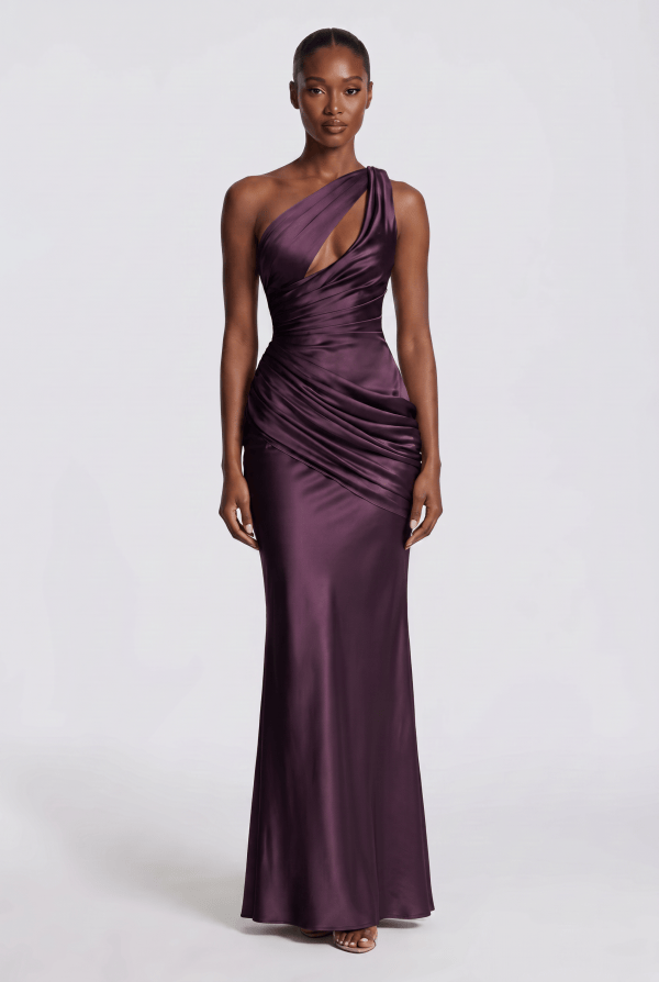 Sage™ One Shoulder Satin Maxi Dress - Image 4