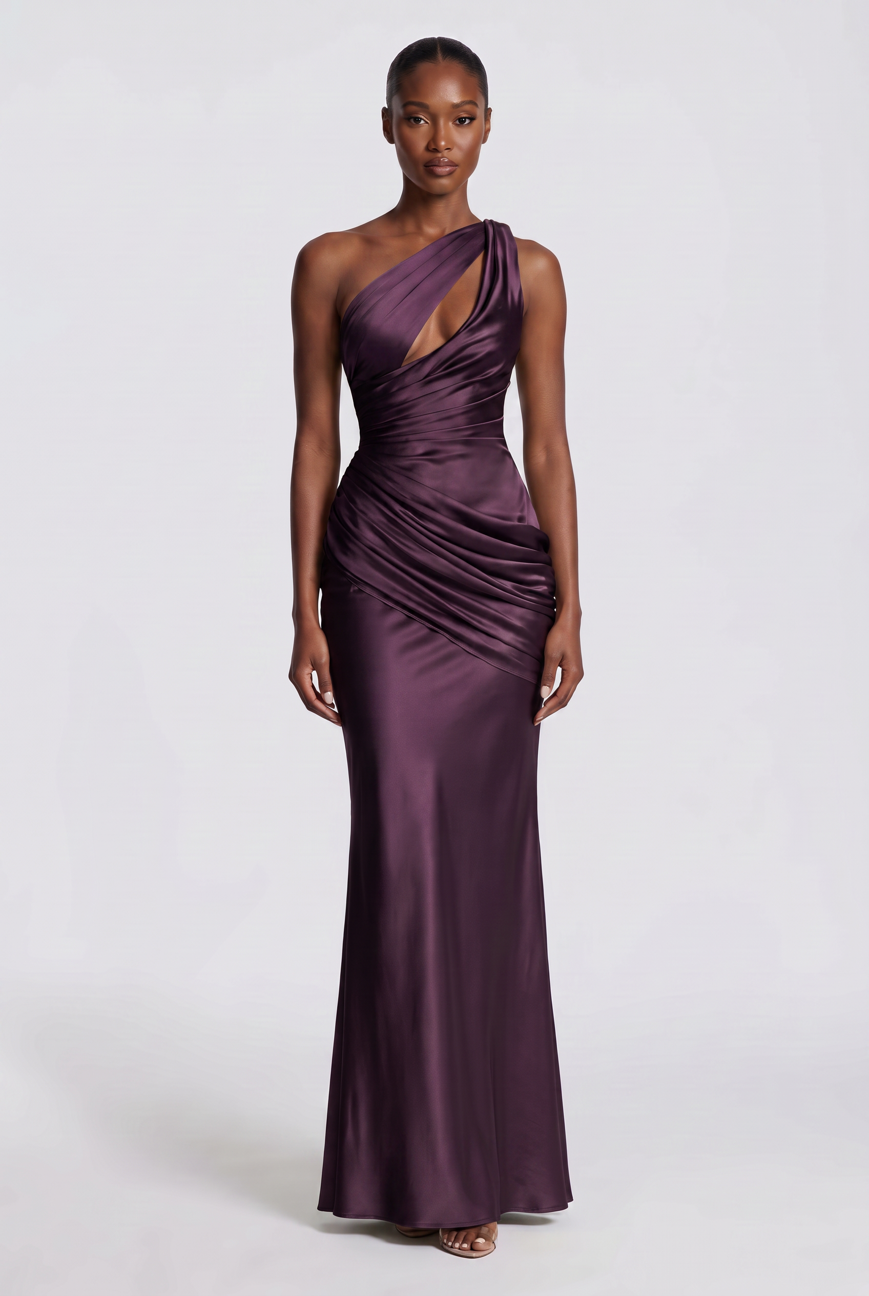 Sage™ One Shoulder Satin Maxi Dress - Image 4
