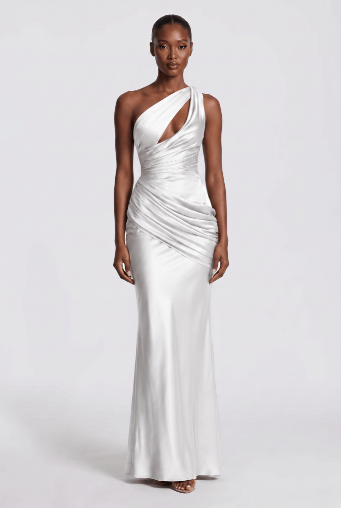 Sage™ One Shoulder Satin Maxi Dress