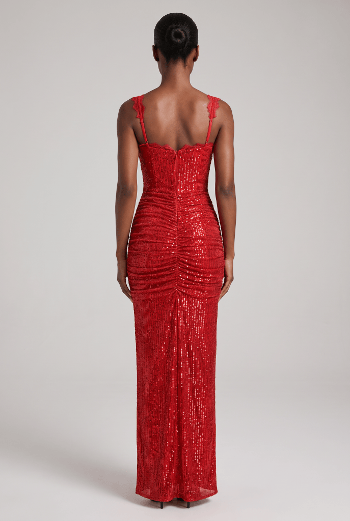 Valentina™ Sequin Heart Detail Maxi Dress