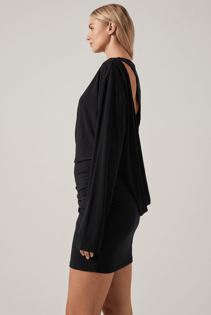 Noire™ Open Back Draped Mini Dress