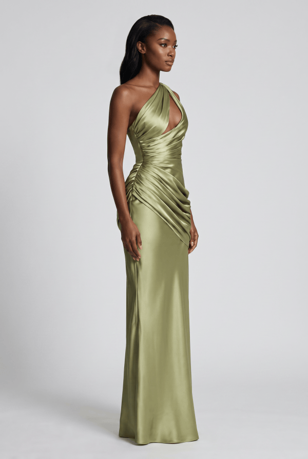 Sage™ One Shoulder Satin Maxi Dress - Image 2