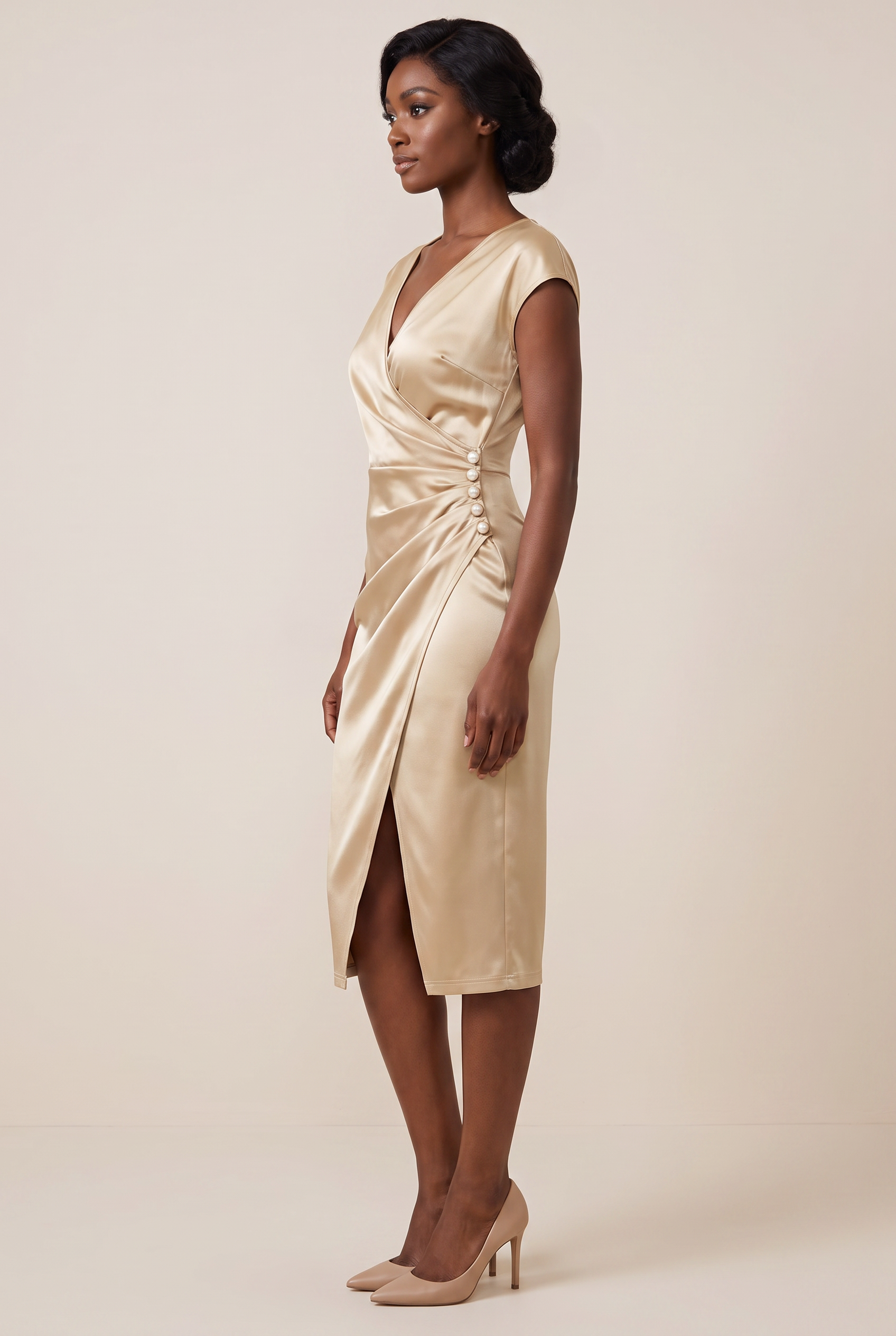 Elara™ Satin Wrap Midi Dress - Image 2
