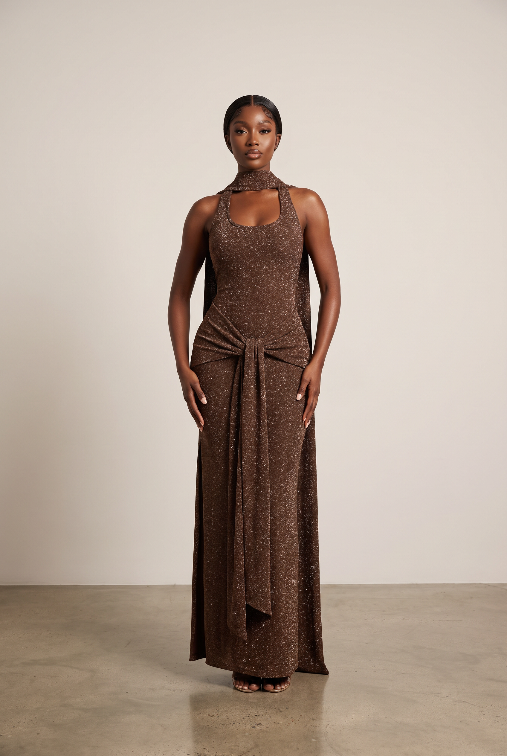 Soleia™ Shimmer Scarf Maxi Dress - Image 1