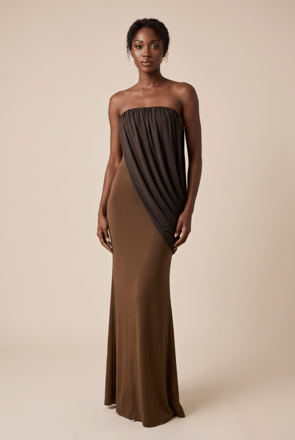 Noire™ Draped Strapless Maxi Dress - Image 1