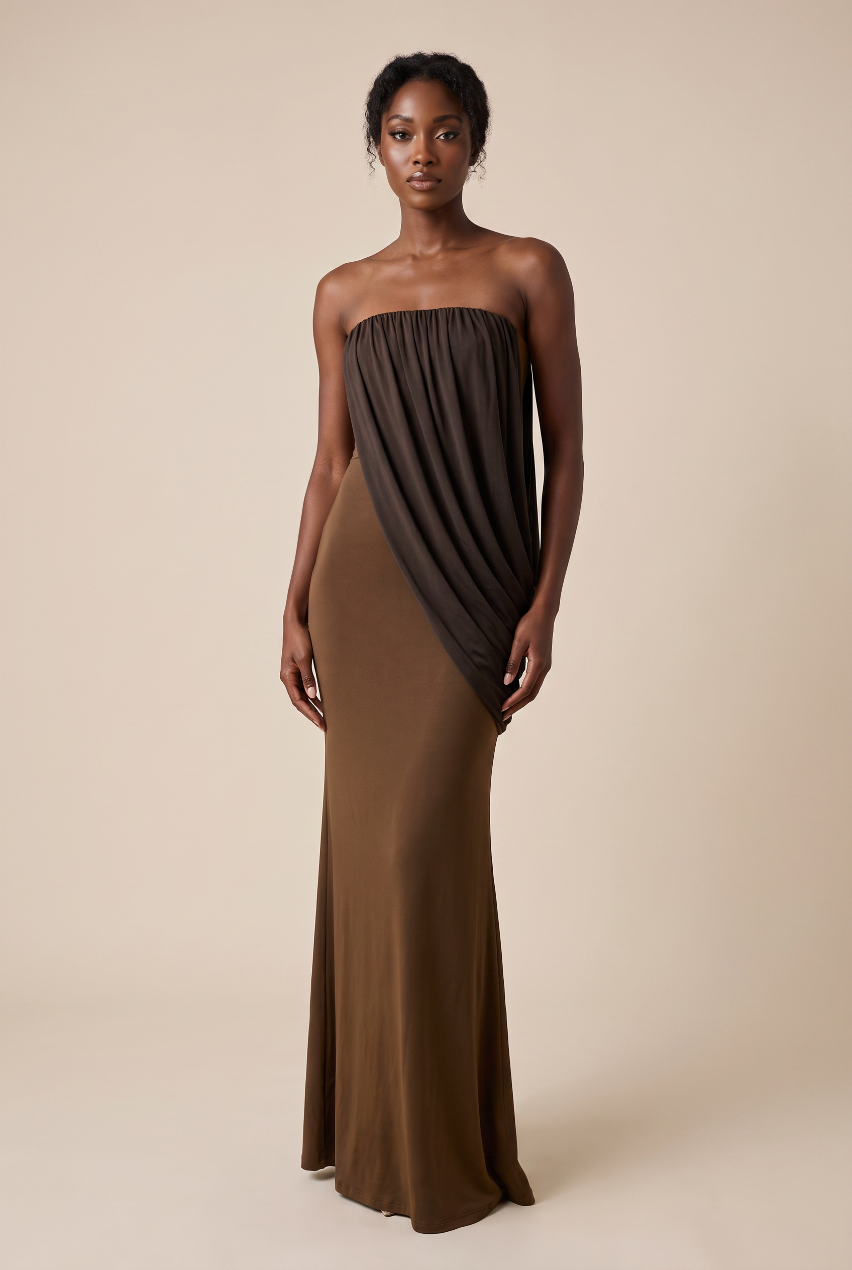 Noire™ Draped Strapless Maxi Dress - Image 1