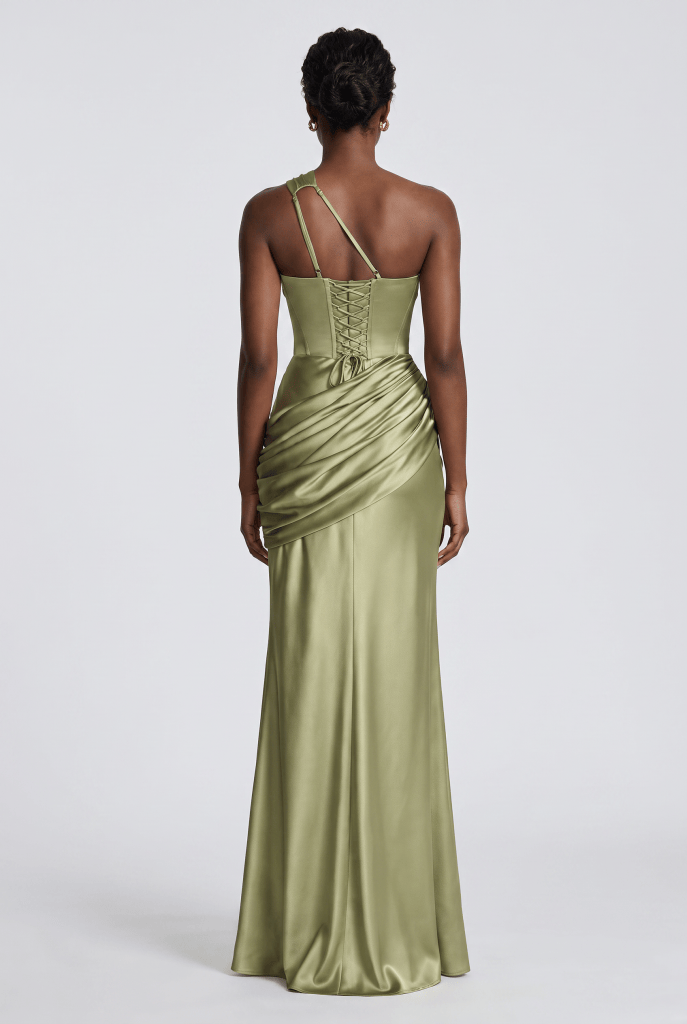Sage™ One Shoulder Satin Maxi Dress