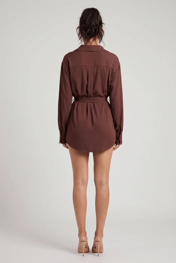Sorella™ Satin Shirt Mini Dress - Image 3