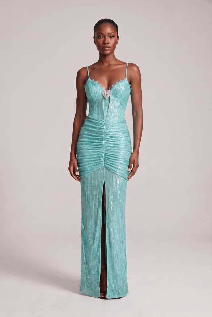 Valentina™ Sequin Heart Detail Maxi Dress