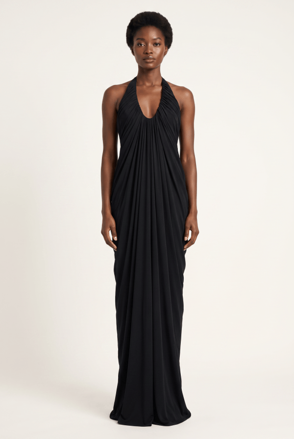 Amara™ Draped Halter Maxi Dress - Image 1